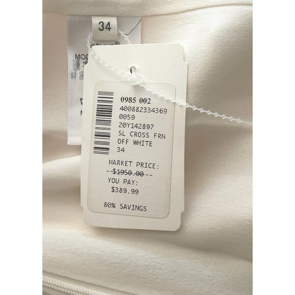CELINE Paris 100% Silk Cross Front Top Off White Size 34 Made in France NWT - Picture 5 of 10